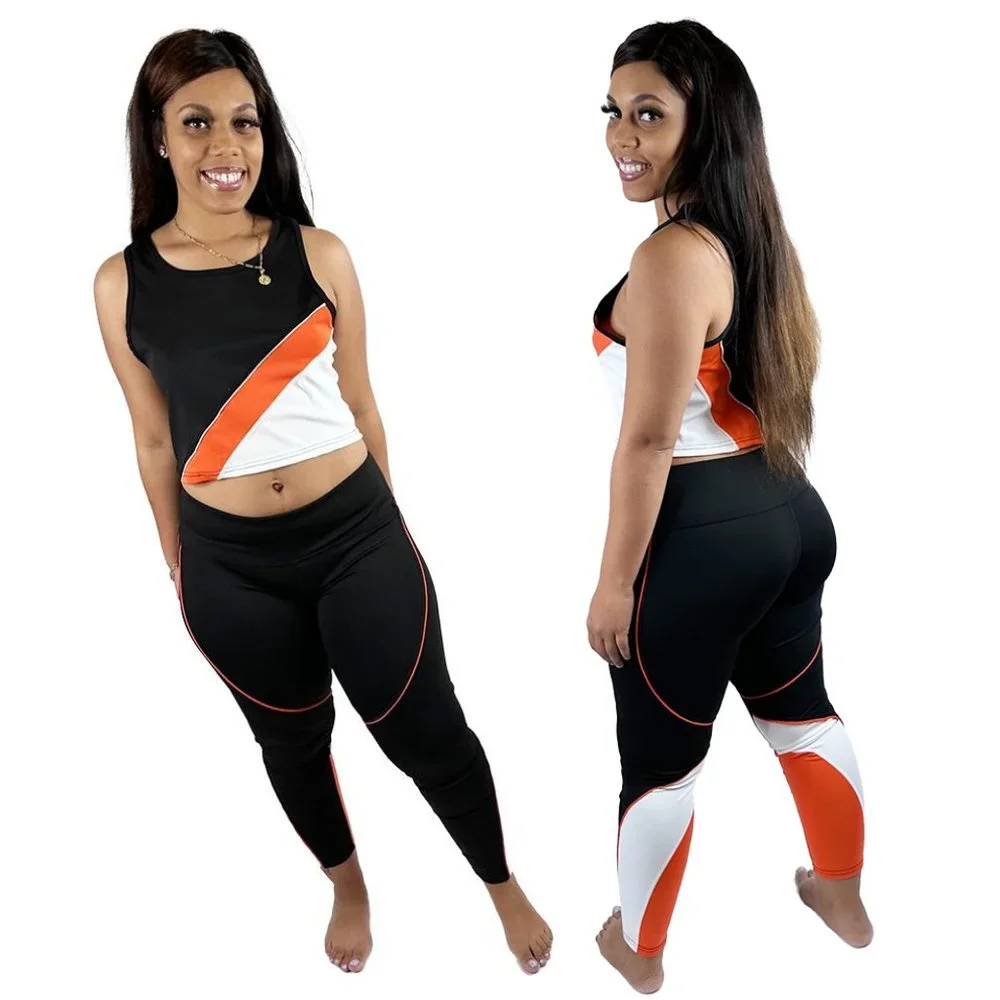 Color Block Crop Top Legging Set - Picture 1 of 4